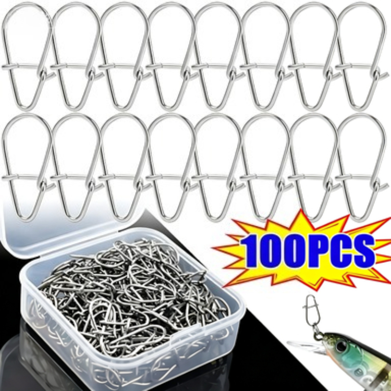 Fishing Hook Stainless Steel - ตะขอเกี่ยวสายเบ็ดสแตนเลส 100 ชิ้น แบบ Fastlock สำหรับติดตั้งกับรอกหมุน