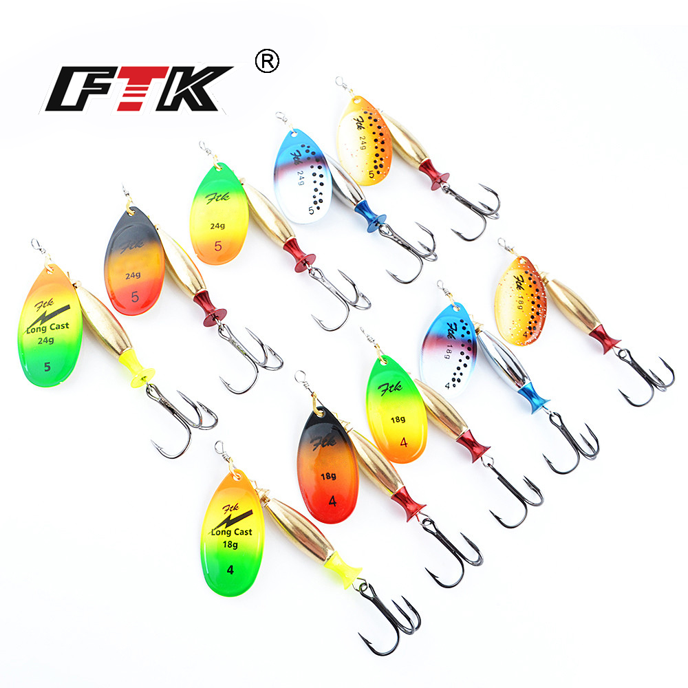 FTK 18g 24g Spinner เหยื่อช้อน - Fishing Hook Treble บทวิจารณ์และราคา